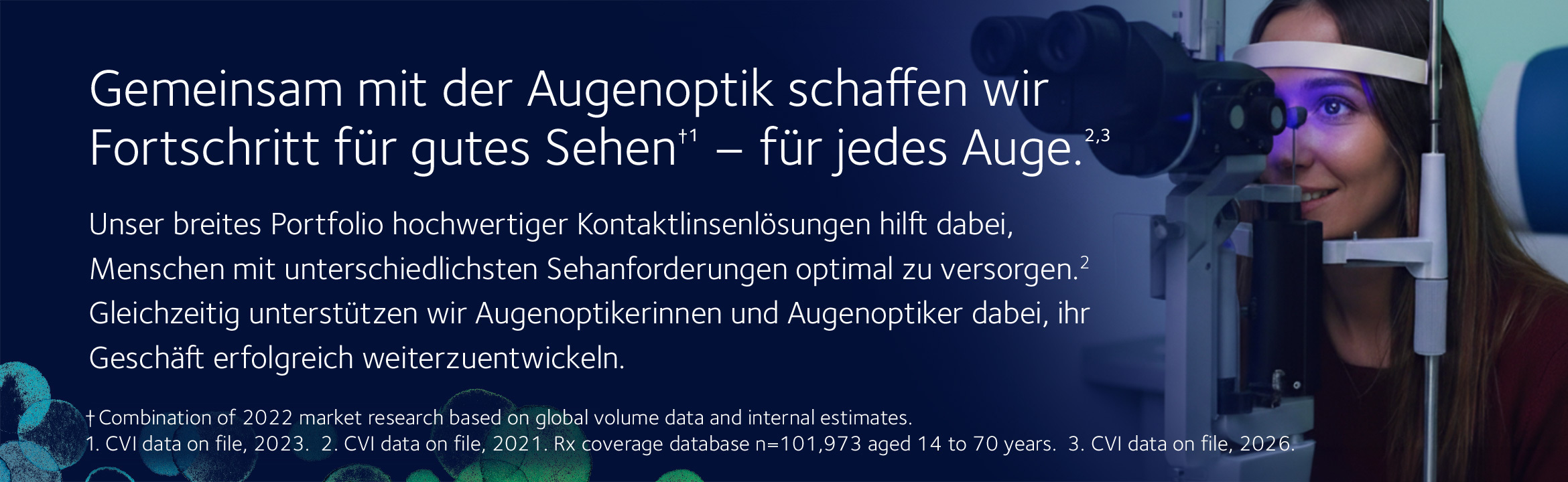 Gemeinsam mit der Augenoptik schaffen wir Fortschritt für gutes Sehen†¹ – für jedes Auge.²˒³